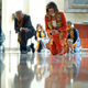 Sen. Cory Booker (D-NJ), Senate Minority Leader Charles Schumer (D-NY), Sen. Kamala Harris (D-CA), Speaker of the House Nancy Pelosi (D-CA), Rep. Karen Bass (D-CA) and House Majority Leader Steny Hoyer (D-MD) join fellow Democrats from the House and Senate kneel in silence for eight minutes and 46 seconds to honor George Floyd in the U.S. Capitol Visitors Center June 8, 2020 in Washington, DC.